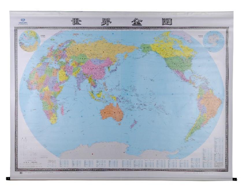 世界全图（四全2米×1.5米　专业挂图 实木卷轴精装版）