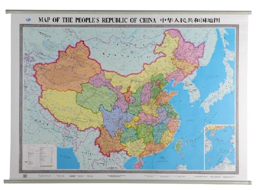 中国地图挂图（双全开1.5米*1.1米 外中对照 无拼缝专业挂图）