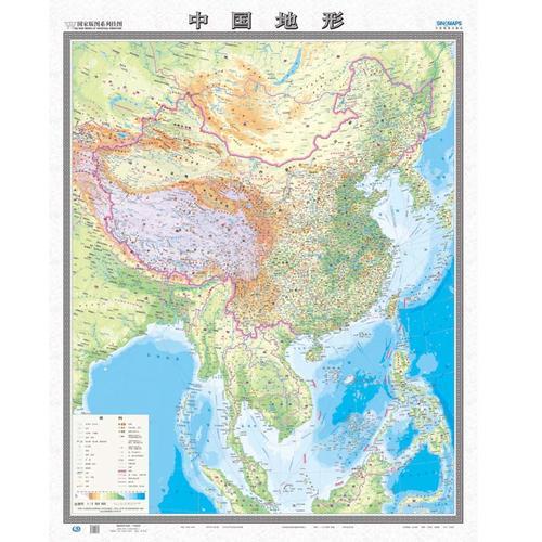 国家版图系列地图-中华人民共和国和地形图（双全开 袋装）