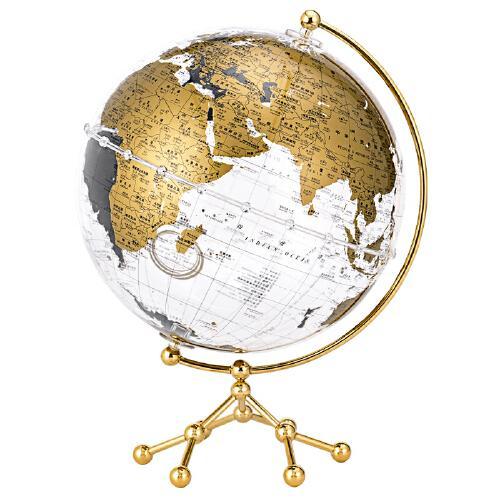 博目地球仪：25cm中英文金色政区透明地球仪