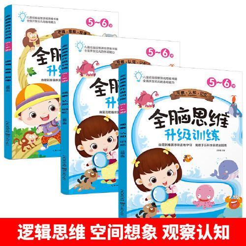 儿童全脑思维升级训练全3册全脑开发贴纸游戏书适用于4-5-6岁