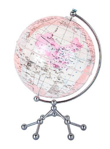 博目20cm中英文政区中国芯地球仪（水晶粉）透明地球仪+中国地图地形图