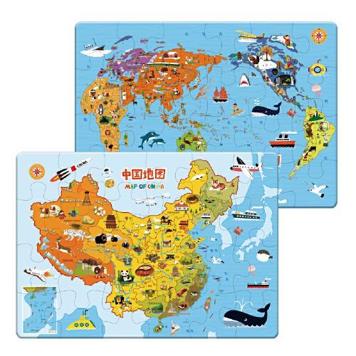 北斗童书地理拼图中国世界（共2张）儿童科普百科人文知识