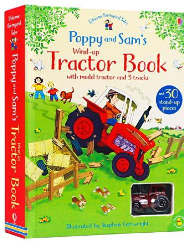 英文原版 Poppy and Sam's Wind-Up Tractor 发条的拖拉机轨道玩具书 大开本纸板书 儿童认知