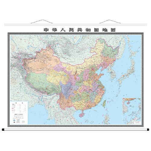 中国地图 超大尺寸挂图（高清卷轴3米*2.2米  办公室会议室背景墙挂图）